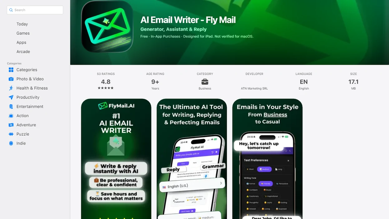 FlyMail interface screenshot