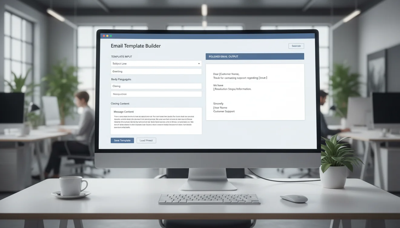 customer support email templates interface visual for clear email generation