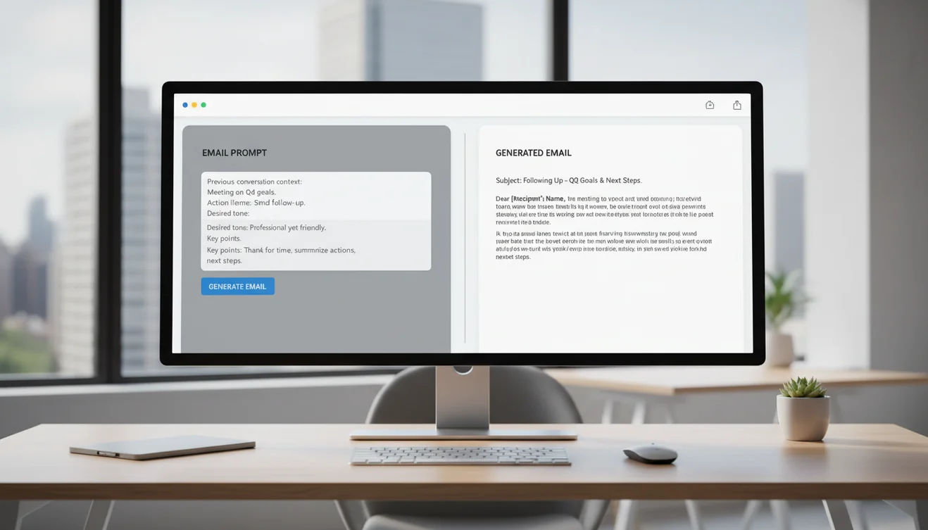 follow up email generator interface visual for clear email generation